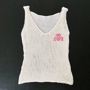 Hallo Out Knit Crop Tank Top Women's size XS White